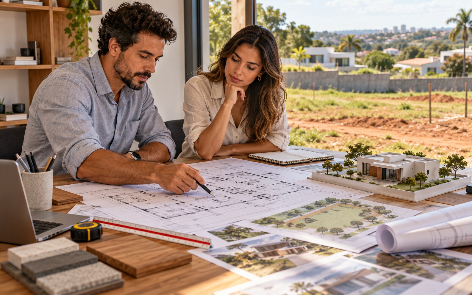 Ilustração conceitual relacionada a como planejar uma construção residencial.